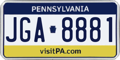 PA license plate JGA8881