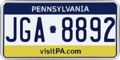PA license plate JGA8892