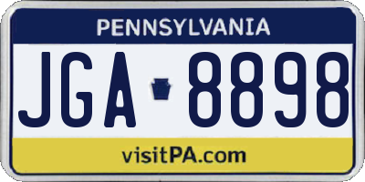 PA license plate JGA8898