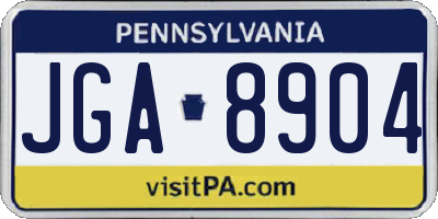 PA license plate JGA8904