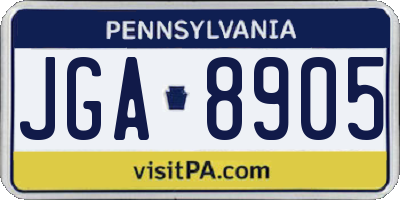 PA license plate JGA8905