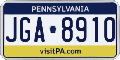 PA license plate JGA8910