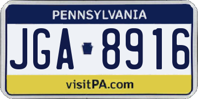 PA license plate JGA8916