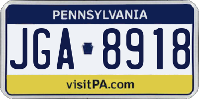 PA license plate JGA8918