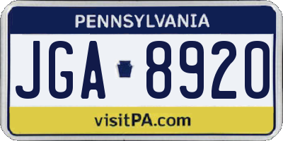 PA license plate JGA8920