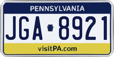 PA license plate JGA8921