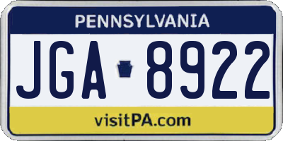 PA license plate JGA8922