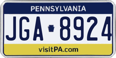 PA license plate JGA8924