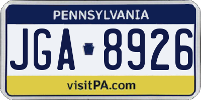 PA license plate JGA8926