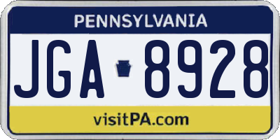 PA license plate JGA8928