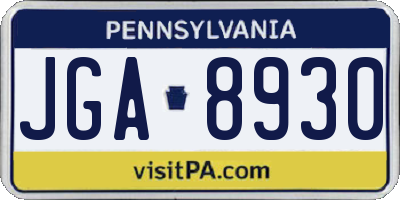 PA license plate JGA8930
