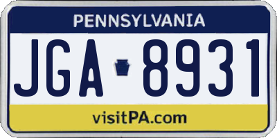PA license plate JGA8931