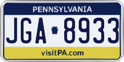 PA license plate JGA8933