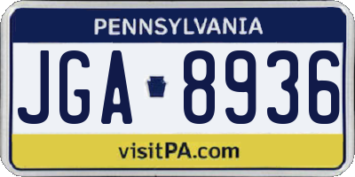 PA license plate JGA8936