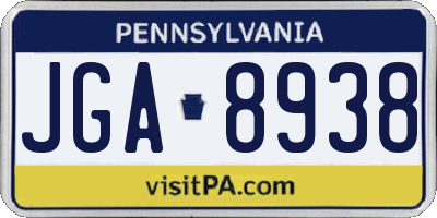 PA license plate JGA8938