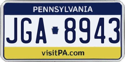PA license plate JGA8943