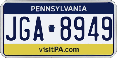 PA license plate JGA8949