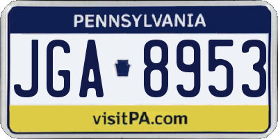PA license plate JGA8953