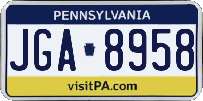 PA license plate JGA8958