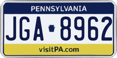 PA license plate JGA8962