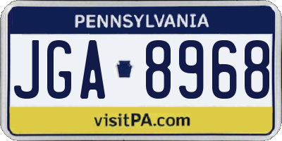 PA license plate JGA8968