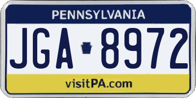 PA license plate JGA8972