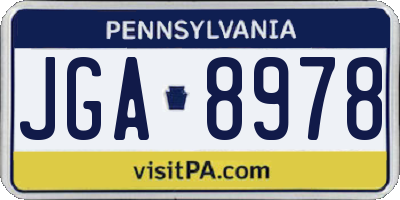 PA license plate JGA8978