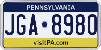 PA license plate JGA8980