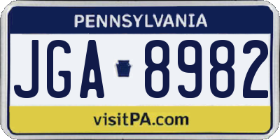 PA license plate JGA8982