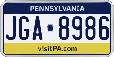 PA license plate JGA8986