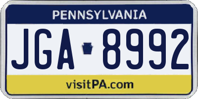PA license plate JGA8992