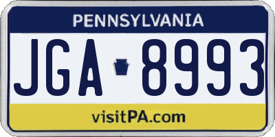 PA license plate JGA8993