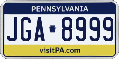 PA license plate JGA8999