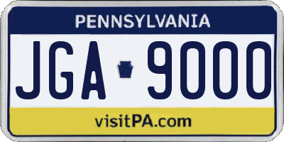 PA license plate JGA9000