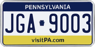 PA license plate JGA9003