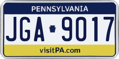 PA license plate JGA9017