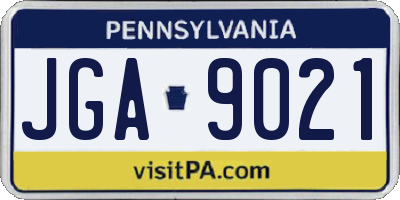 PA license plate JGA9021