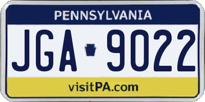 PA license plate JGA9022