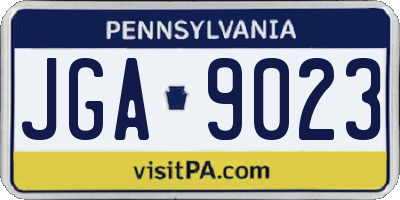 PA license plate JGA9023