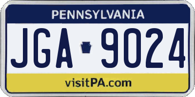 PA license plate JGA9024
