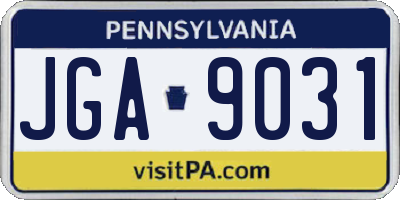 PA license plate JGA9031