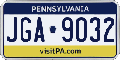 PA license plate JGA9032