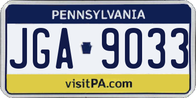 PA license plate JGA9033