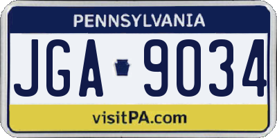 PA license plate JGA9034
