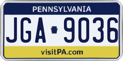 PA license plate JGA9036