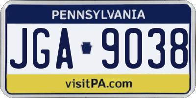 PA license plate JGA9038