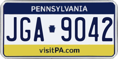 PA license plate JGA9042