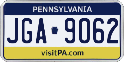 PA license plate JGA9062