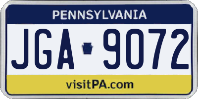 PA license plate JGA9072