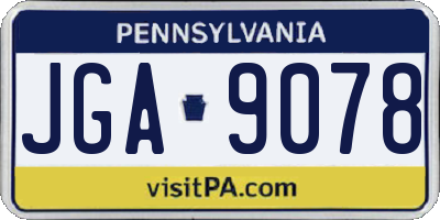 PA license plate JGA9078